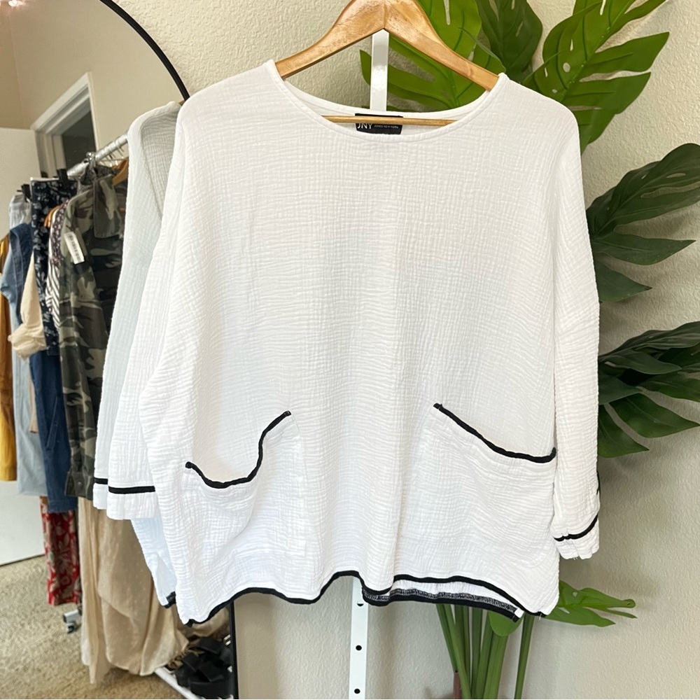 ✨ JNY Jones New York Textured Cotton Boxy Top Size 3X